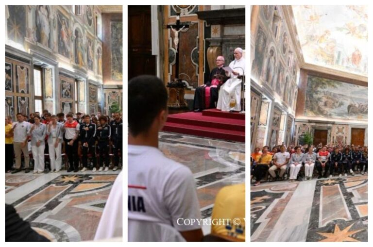 David Popovici, întâlnire specială cu Papa Leon al XIV-lea înainte de Trofeul Settecolli. Campionul român i-a oferit o cască de înot personalizată