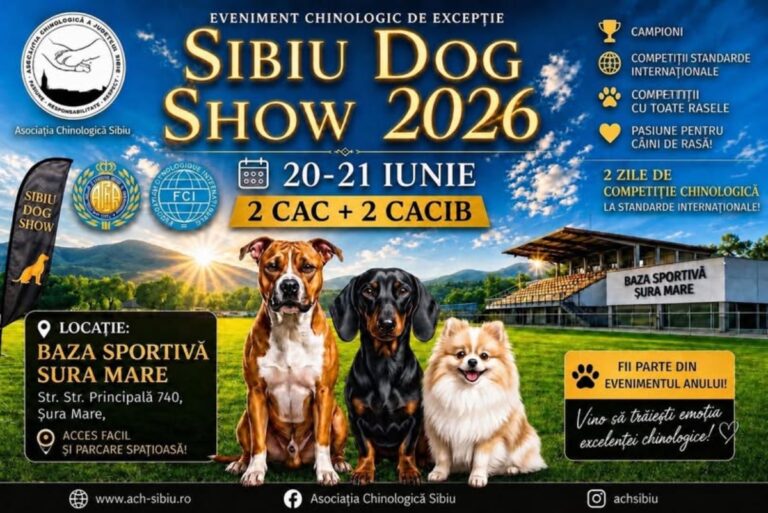 SIBIU DOG SHOW 2026 adună la Șura Mare cei mai frumoși câini de rasă. Înscrierile sunt deschise