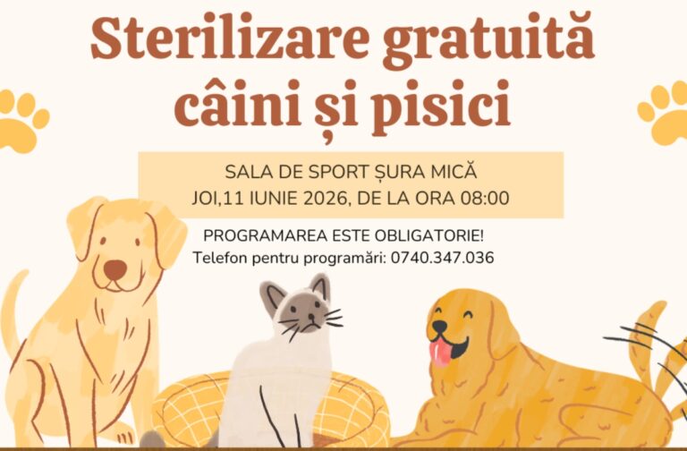 Șura Mică găzduiește, pe 11 iunie, o campanie gratuită de sterilizare pentru câini și pisici