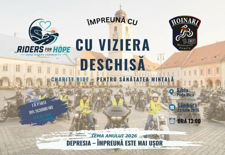 Ride for Hope Sibiu. Motocicliști din întreaga țară se coalizează împotriva depresiei. „Tur de motoare” sâmbătă în Sibiu