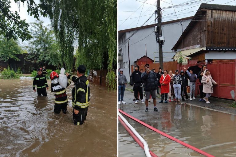 FOTO/VIDEO: Pompierii ridicau sacii cu nisip, localnicii telefoanele. Ce s-a întâmplat la inundații