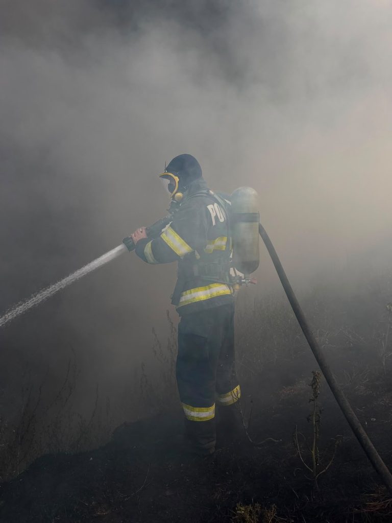 VIDEO/FOTO: Incendiu de amploare la Târnava: flăcările au cuprins 10 hectare de vegetație și deșeuri