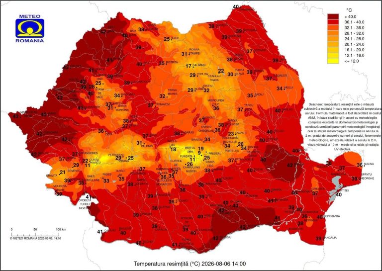 Sibiul a ajuns, joi, la 37°C resimțite. Temperaturile au trecut de 40 de grade în mai multe orașe