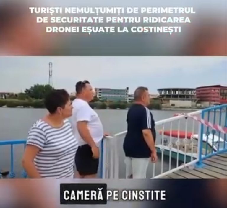 VIDEO: „De ce ne dați afară de pe plajă?” Tensiuni la Costinești în jurul perimetrului instituit după găsirea dronei