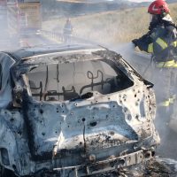 Accident pe Autostrada A1, între Sebeș și Sibiu: trafic îngreunat după un incendiu izbucnit în urma impactului