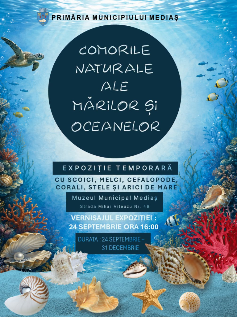 VIDEO: Peste 280 de comori ale mărilor și oceanelor, expuse la Mediaș