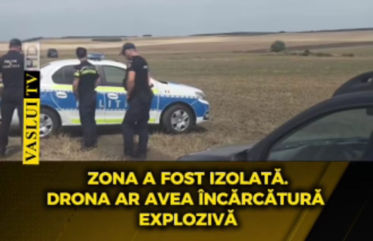 Dronă găsită pe un câmp din Vaslui. Aparatul, avariat, a fost descoperit în comuna Viișoara