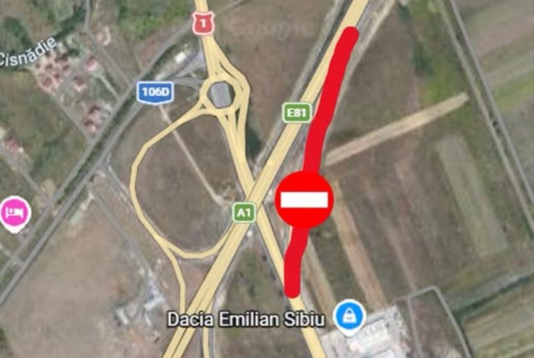 Bretea de acces pe A1, închisă în zona Sibiului. Restricții pentru lucrări la infrastructură