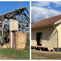 Magazia de mărfuri din gara Cornățel, restaurată după mai bine de un secol. O nouă salvare pentru patrimoniul Mocăniței Hârtibăcene