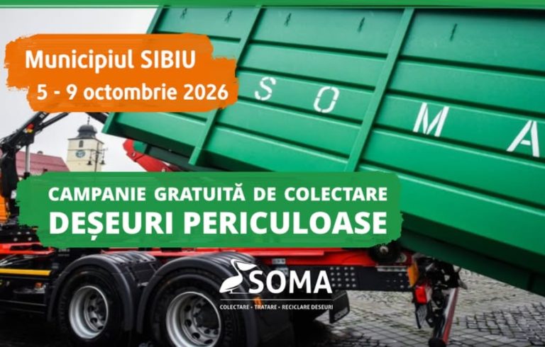 Sibiu: Soma organizează o nouă campanie de colectare a deșeurilor periculoase. Unde pot fi aduse bateriile, medicamentele expirate și alte deșeuri