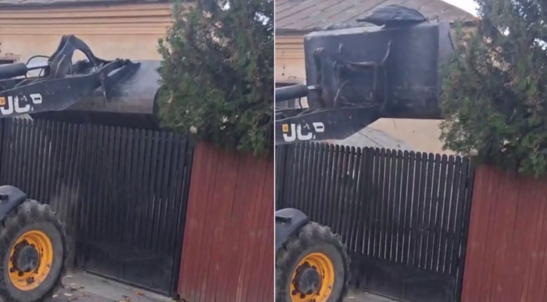 VIDEO: Primăria i-a găsit gunoiul aruncat ilegal și i l-a dus ACASĂ cu excavatorul! Imaginile care au scandalizat internetul