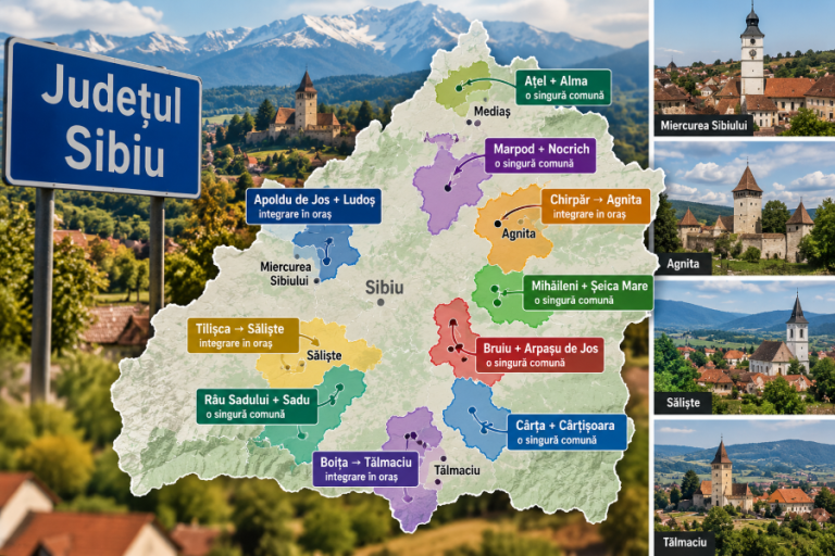 12 primării mai puțin în județul Sibiu? 11 scenarii posibile de comasare a comunelor mici