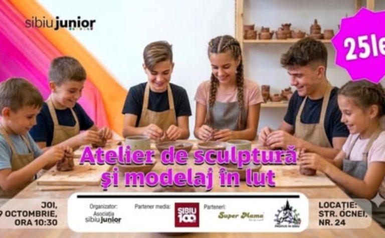 Atelier de sculptură și modelaj în lut pentru copii, la Sibiu. Cei mici își pot crea propriile figurine