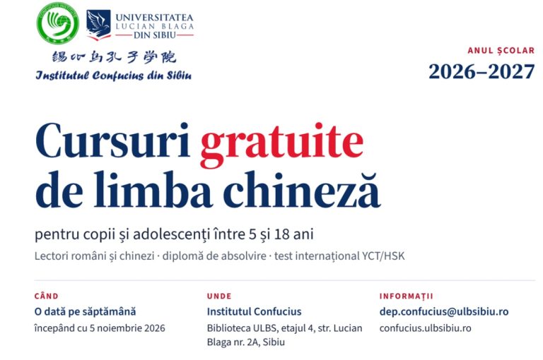 Sibiu: Cursuri gratuite de limba chineză, pentru copii și adolescenți. Înscrieri până pe 30 octombrie