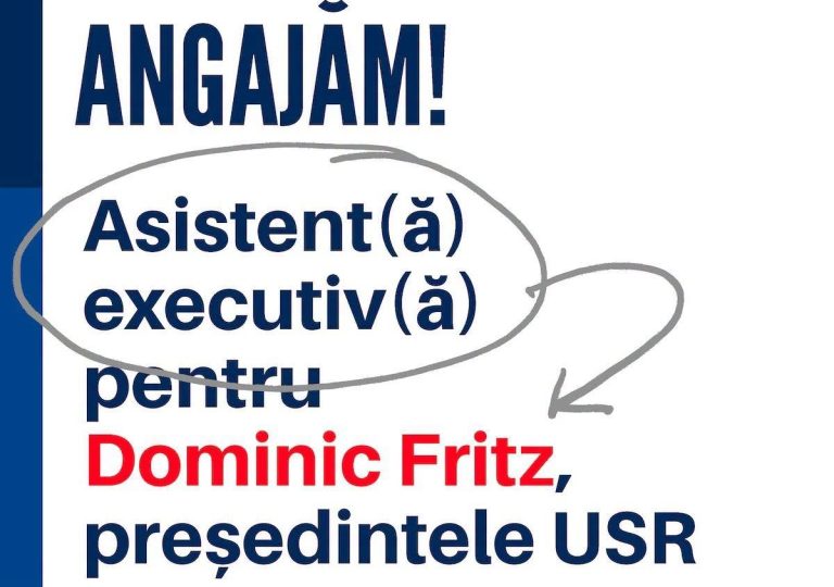 Dominic Fritz face angajări la USR: caută un asistent executiv la început de carieră, “care scrie și vorbește bine, dar care tace când trebuie”