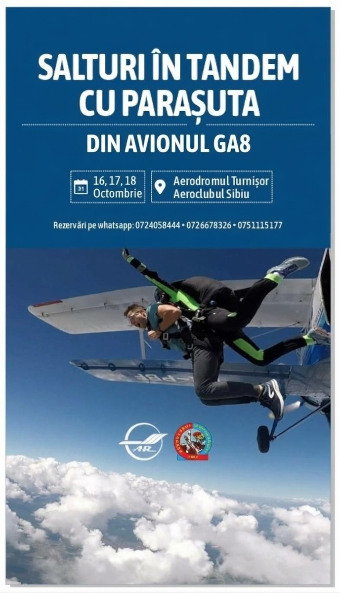 Acum e momentul. Salt cu parașuta în tandem la Aerodrom, înainte să vină frigul